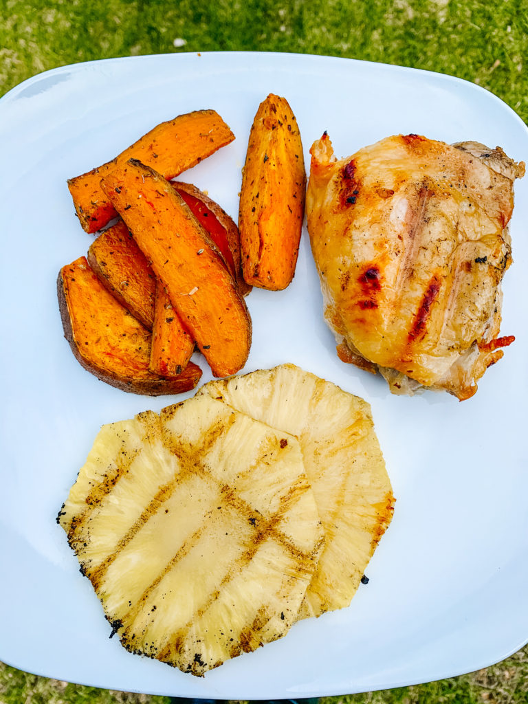 sweet potato wedges and chicken